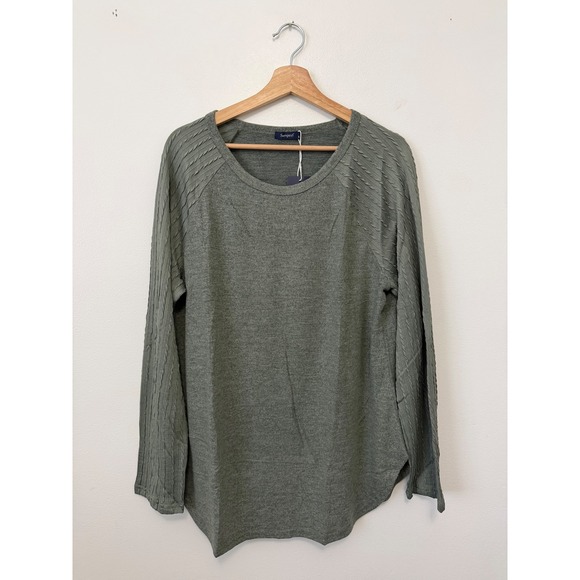 NWT SAMPEEL Women's Crewneck Sweatshirt Tunic – Green – Size XL - Picture 3 of 5